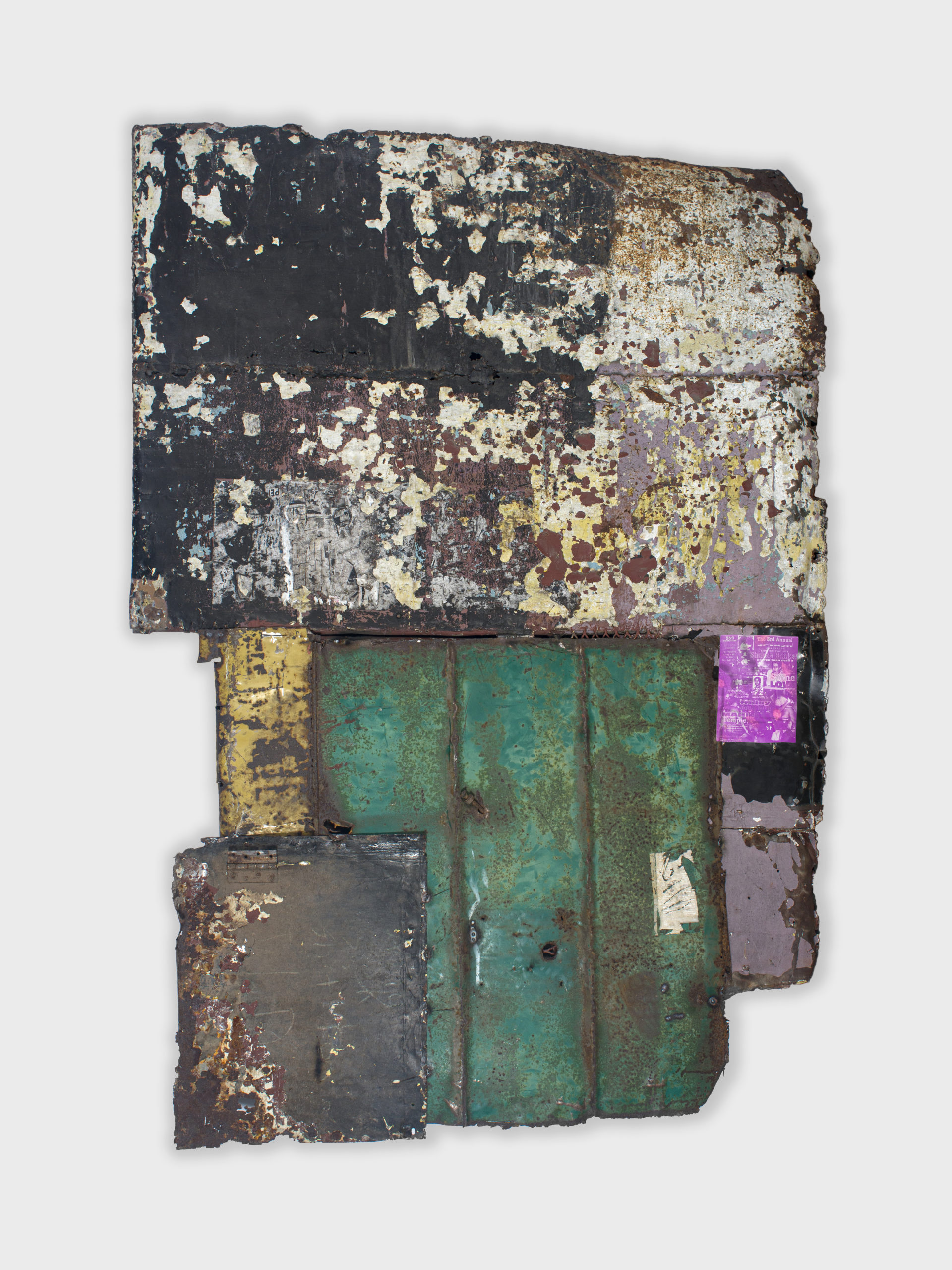 Akeem Smith, "California California", Salvaged building material, vintage flier, 216 x 147,3 x 10 cm, 2022