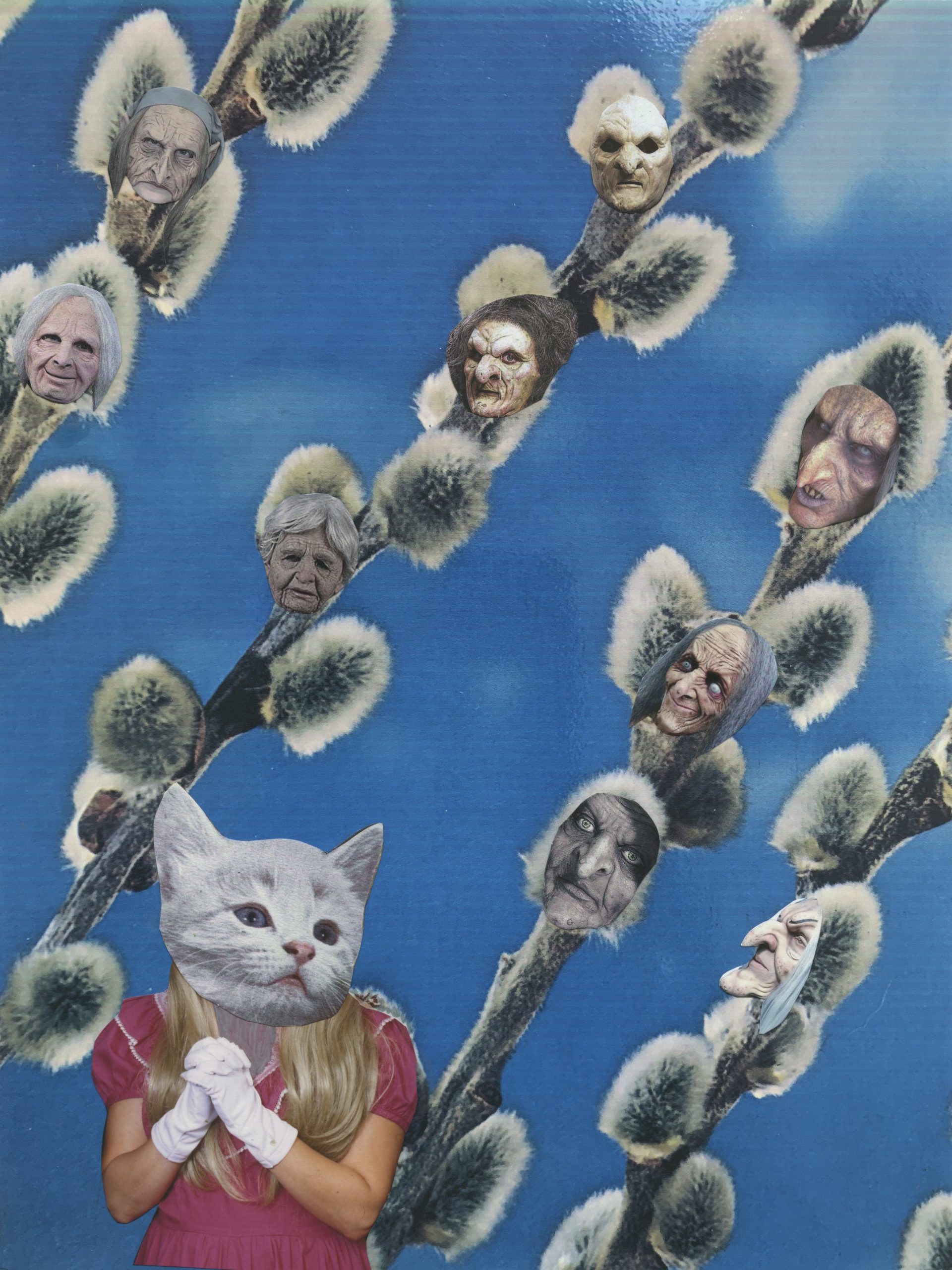 Marnie Weber, "Pussy Willows", Archival collage, 31 x 23 x 4 cm, 2022