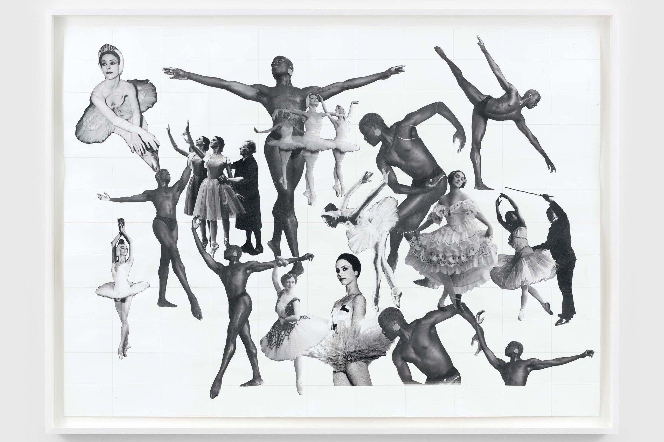 Kandis Williams, "A Line: the Diaghilev Ruler—of all the wonders that the world had to offer, only art promised immortality, Ballet, Bazin, and de Sade“, Xerox collage on paper, 131 x 177 x 7 cm, 2021